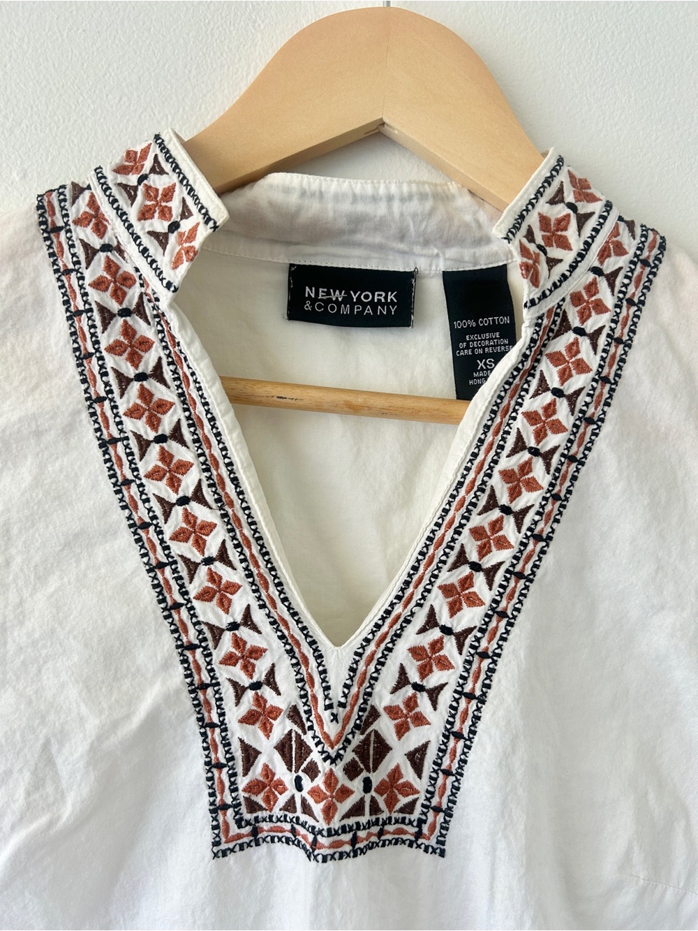 Vintage Embroidered Cotton Tunic Top • Women’s XS